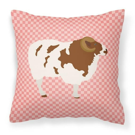 Jacob Sheep Pink Check Fabric Decorative Pillow - 14 x 14 in.