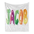 thumbnail image 1 of Jacob Soft Flannel Fleece Blanket, Balloon Font Design Widespread Traditional Male Name Cheerful Digital Boyish Design, Cozy Plush for Indoor and Outdoor Use, 70" x 90", Multicolor, by Ambesonne, 1 of 6