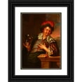 thumbnail image 1 of Jacob Toorenvliet 14x18 Black Ornate Wood Framed Double Matted Museum Art Print Titled - Man with a Cup (1660-1719), 1 of 5