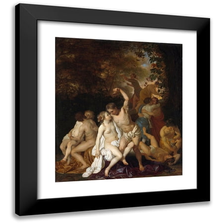 Jacob Van Loo 12x14 Black Modern Framed Museum Art Print Titled - Scene with Bacchante (1653)