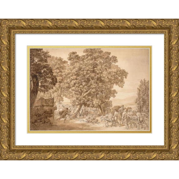 Jacob Wilhelm Mechau 18x14 Gold Ornate Wood Frame and Double Matted Museum Art Print Titled - Ajax in the Grave (ca. 1790-99)
