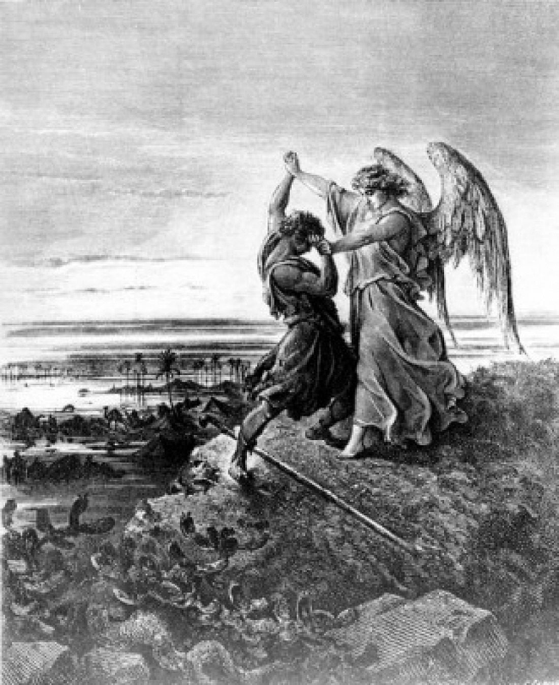 Jacob Wrestling with the Angel by Gustave Dore 1832-1883 Canvas Art - Gustave Dore (24 x 36)