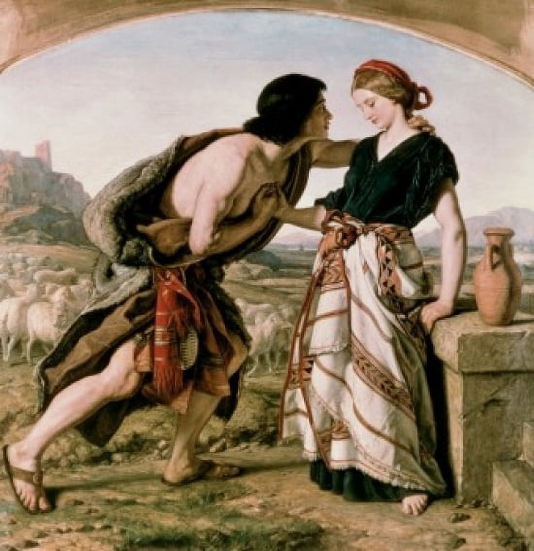 Jacob and Rachel William Dyce (1806-1864 Scottish) Private Collection Canvas Art - William Dyce (24 x 36)