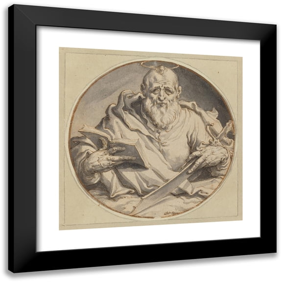 Jacob de Gheyn II 12x12 Black Modern Framed Museum Art Print Titled - Saint Matthew (C. 1585-1590)