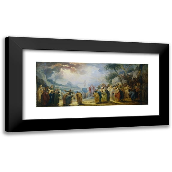 Jacob de Wit 24x12 Black Modern Framed Museum Art Print Titled - Moses Choosing the Seventy Elders (1736 - 1737)