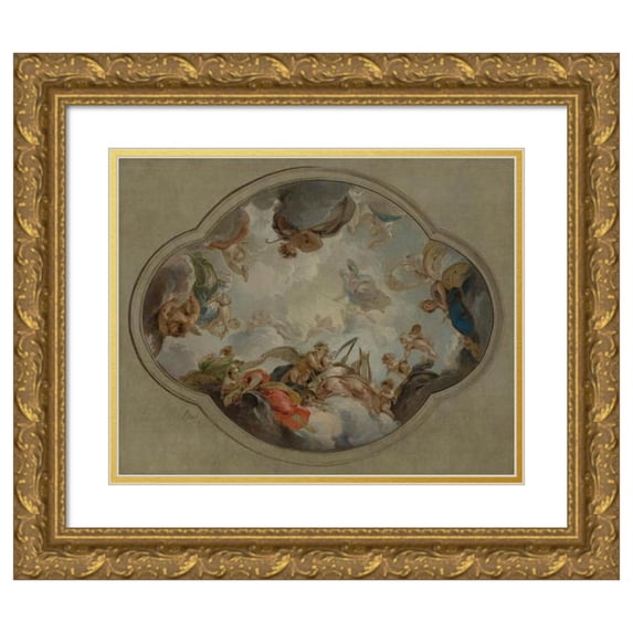Jacob de Wit 24x20 Gold Ornate Framed and Double Matted Museum Art Print Titled - Allegory of the Arts (1742)