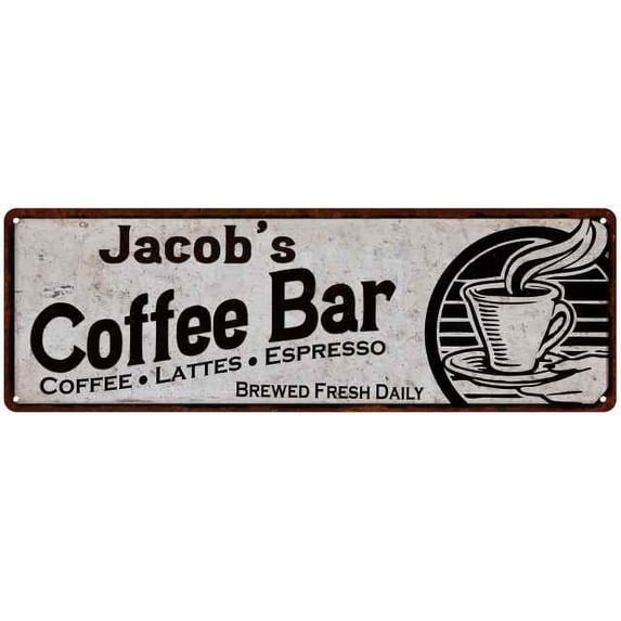 Jacob's Coffee Bar Sign Kitchen Decor 6x18 106180007327
