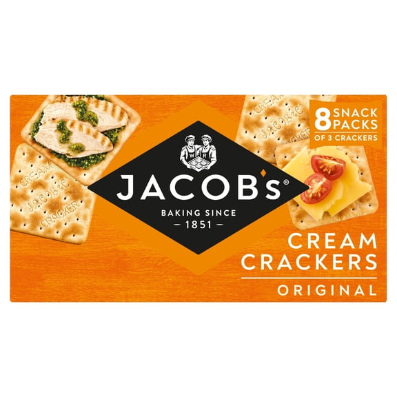 Jacob's Cream Cracker Multipack 8 Snack Packs 185g, Imported from Britain