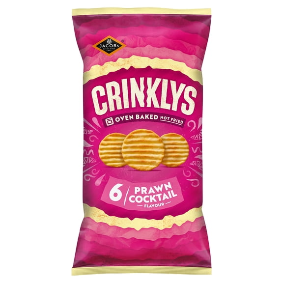Jacob's Crinklys Prawn Cocktail 6pk 138g, Imported from Britain