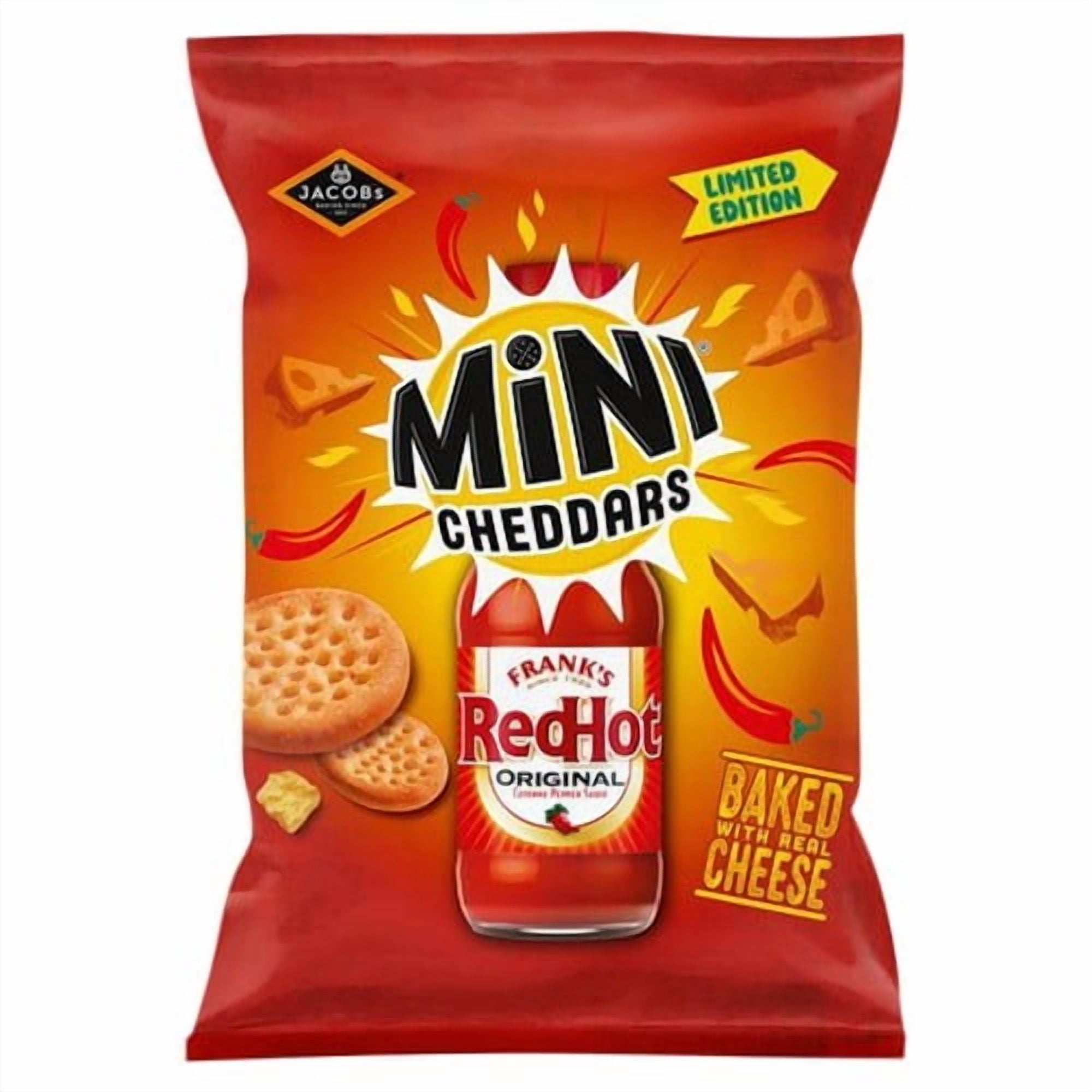 Jacob's Mini Cheddars Franks RedHot Original Baked Snacks Sharebag 150g ...