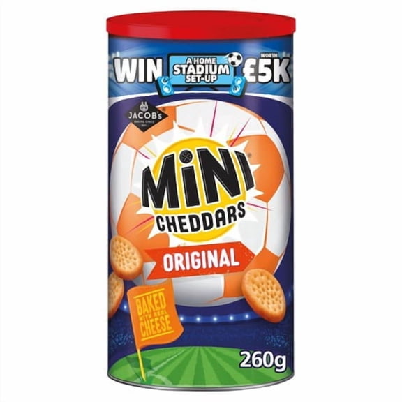 Jacob's Mini Cheddars Original Cheese Baked Snacks Tub 260g, British Import (Pack of 3)