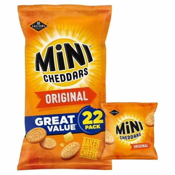Jacob's Mini Cheddars Original Multipack Snacks 22 x 23g, British Import (Pack of 3)