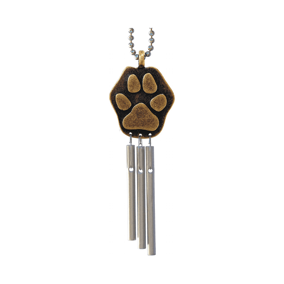 Jacobs Musical Chimes Car Charm Wind Chimes, Paw Print, 3-inch