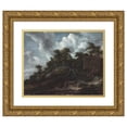 thumbnail image 1 of Jacob van Ruisdael 14x12 Gold Ornate Wood Frame and Double Matted Museum Art Print Titled - Wooded Hillside with a View of Bentheim Castle (From 1655 Until 1660), 1 of 4