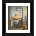 thumbnail image 1 of Jacob van Strij 12x14 Black Ornate Wood Framed Double Matted Museum Art Print Titled: Interior with an Old Lady Preparing Food, 1 of 5