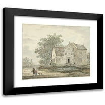 Jacob van Strij 14x12 Black Modern Framed Museum Art Print Titled - Ijzendoorn Castle in De Betuwe (1766 - 1815)