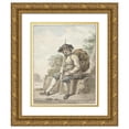 thumbnail image 1 of Jacob van Strij 15x18 Gold Ornate Wood Frame and Double Matted Museum Art Print Titled - Sitting Man with a Knapsack and a Stick (1784), 1 of 4