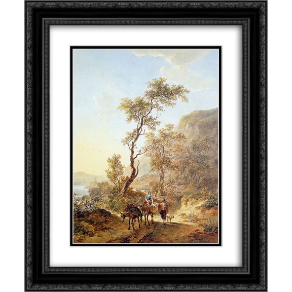 Jacob van Strij 2x Matted 20x24 Black Ornate Framed Art Print 'Italian landscape with herdsmen couple'