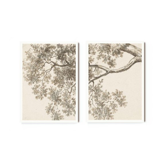 Jacob van Strij Tree Branch Minimal Earth Tone Wall Art Set Set 2 Unframed Paper Print 8x12