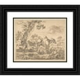 thumbnail image 1 of Jacob van der Does 14x12 Black Ornate Wood Framed Double Matted Museum Art Print Titled: A Herdsman with a Donkey (1658), 1 of 5
