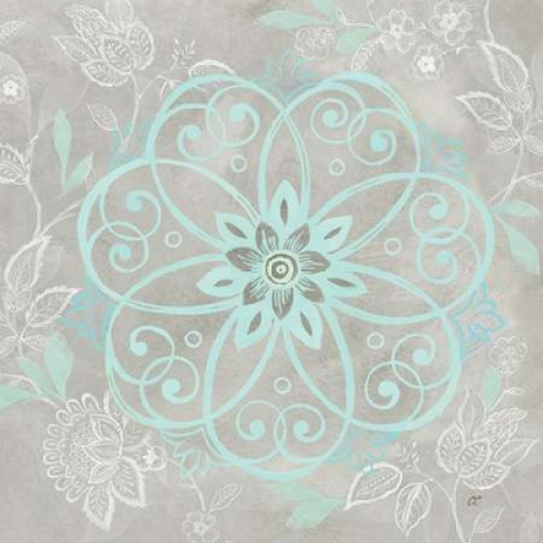 Jacobean Damask Blue-Gray I Canvas Art - Cynthia Coulter (24 x 24)
