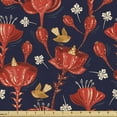 thumbnail image 1 of Ambesonne Jacobean Fabric by the Yard Upholstery, Blooming Flowers and Birds, 5 Yards, Indigo Vermilion, 1 of 4