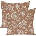 thumbnail image 1 of Jacobean Floral Throw Pillow Covers 18x18 Inch Taupe Vintage Cottage Outdoor Farmhouse Decorations Decorative Throw Pillows Cases Set of 2 for Home Bed Living Room Couch Decor, 1 of 6