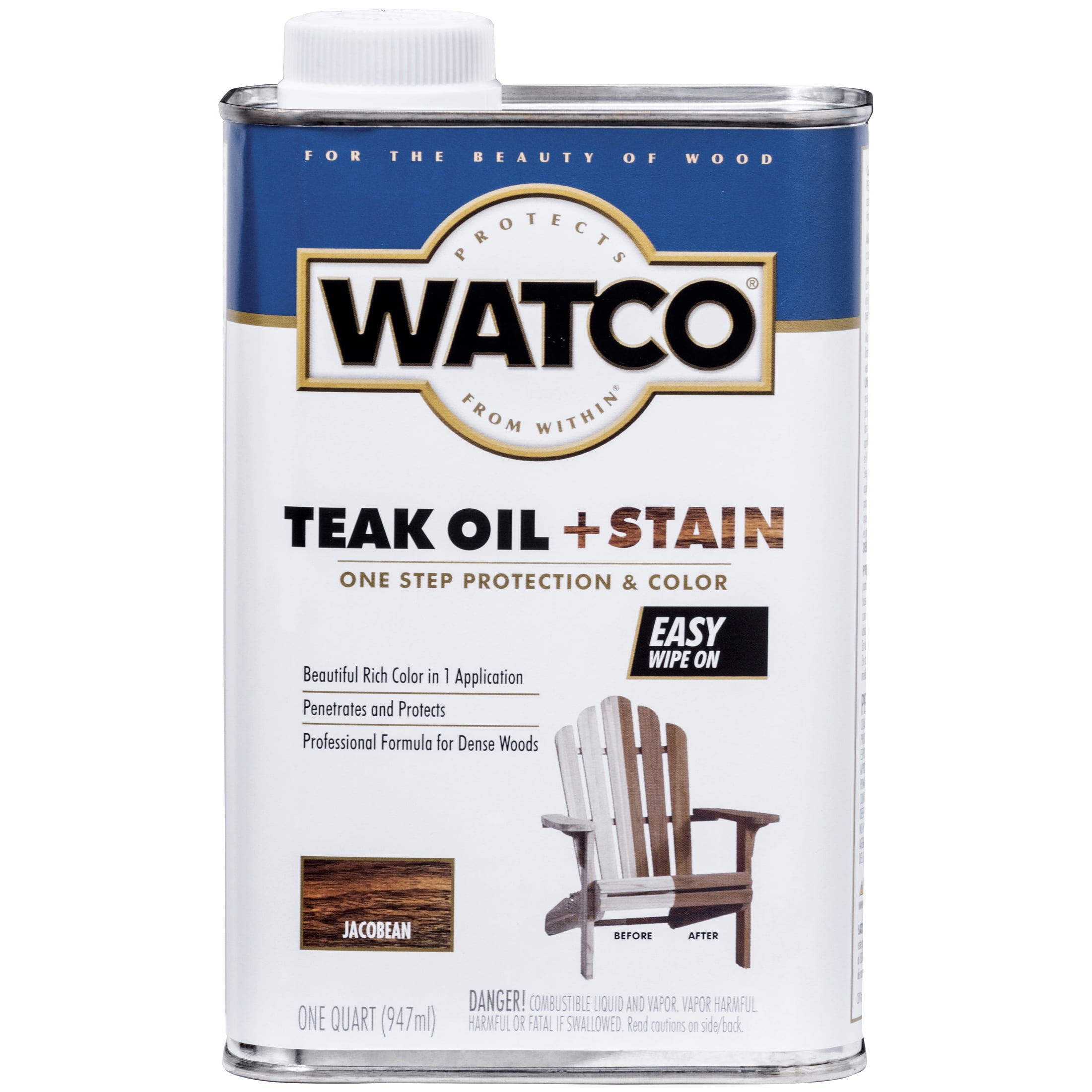 4 Pack, Jacobean , Watco Teak Oil + Stain - 348747, Quart