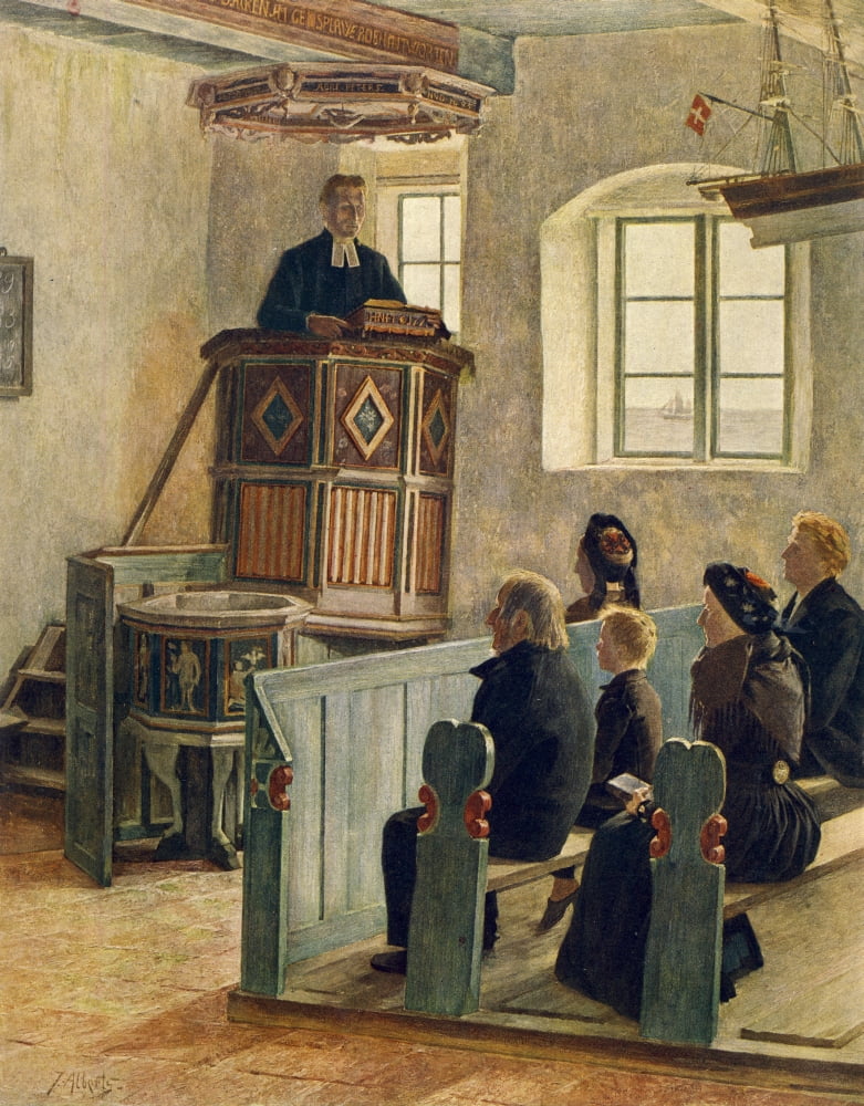 Jacobs Alberts c1910 Preaching to the congregation Canvas Art - Jacob Alberts (18 x 24)