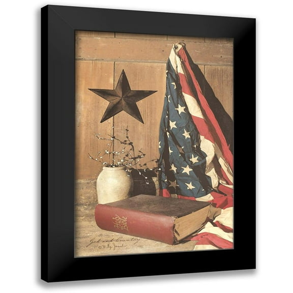 Jacobs, Billy 11x14 Black Modern Framed Museum Art Print Titled - God and Country