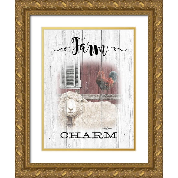 Jacobs, Billy 12x14 Gold Ornate Wood Framed with Double Matting Museum Art Print Titled - Farm Charm