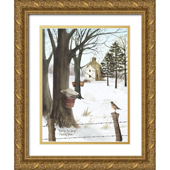 Jacobs, Billy 12x14 Gold Ornate Wood Framed with Double Matting Museum Art Print Titled - Waiting for Spring