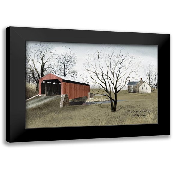 Jacobs, Billy 14x11 Black Modern Framed Museum Art Print Titled - Red Bridge at Pool Forge