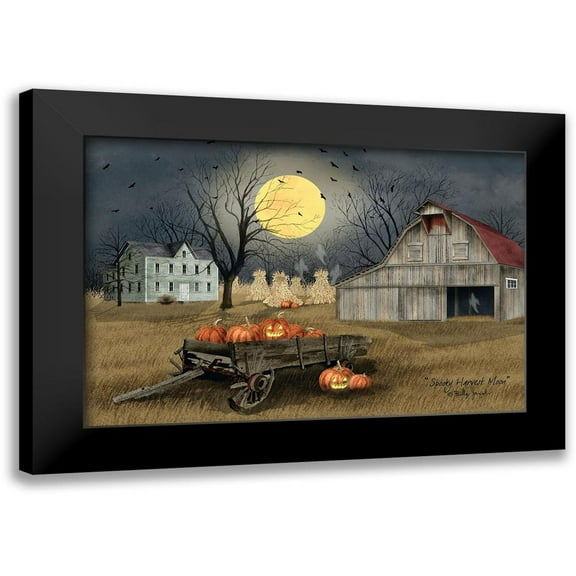 Jacobs, Billy 14x11 Black Modern Framed Museum Art Print Titled - Spooky Harvest Moon