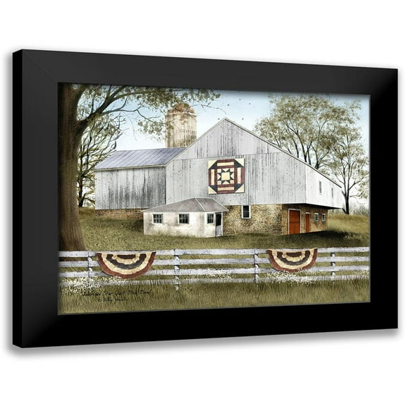 Jacobs, Billy 14x12 Black Modern Framed Museum Art Print Titled - American Star Quilt Block Barn