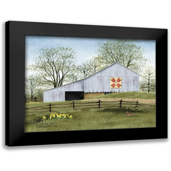 Jacobs, Billy 14x12 Black Modern Framed Museum Art Print Titled - Tulip Quilt Block Barn