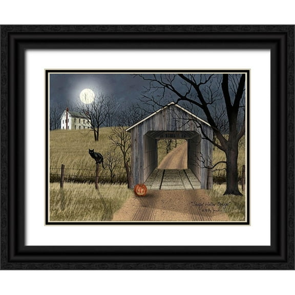 Jacobs, Billy 14x12 Black Ornate Wood Framed with Double Matting Museum Art Print Titled - Sleepy Hollow Bridge