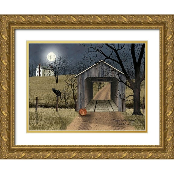 Jacobs, Billy 14x12 Gold Ornate Wood Framed with Double Matting Museum Art Print Titled - Sleepy Hollow Bridge