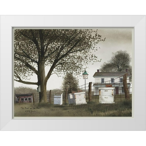 Jacobs, Billy 14x12 White Modern Wood Framed Museum Art Print Titled - Birds and Bees