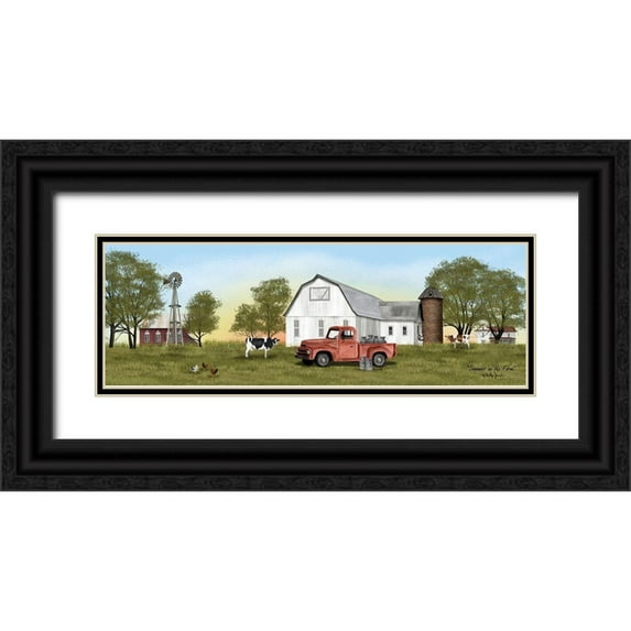 Jacobs, Billy 14x7 Black Ornate Wood Framed with Double Matting Museum Art Print Titled - Summer on the Farm
