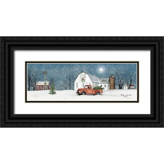 Jacobs, Billy 14x7 Black Ornate Wood Framed with Double Matting Museum Art Print Titled - Winter on the Farm