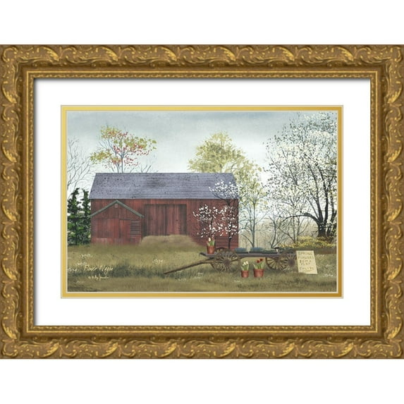 Jacobs, Billy 18x13 Gold Ornate Wood Framed with Double Matting Museum Art Print Titled - Flower Wagon