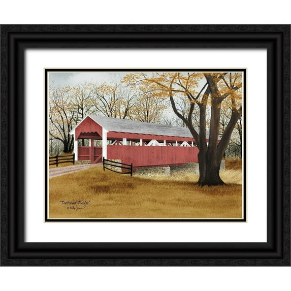 Jacobs, Billy 18x15 Black Ornate Wood Framed with Double Matting Museum Art Print Titled - Butternut Bridge