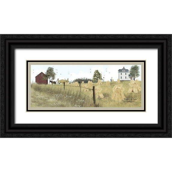 Jacobs, Billy 24x12 Black Ornate Wood Framed with Double Matting Museum Art Print Titled - Bringing in the Sheaves