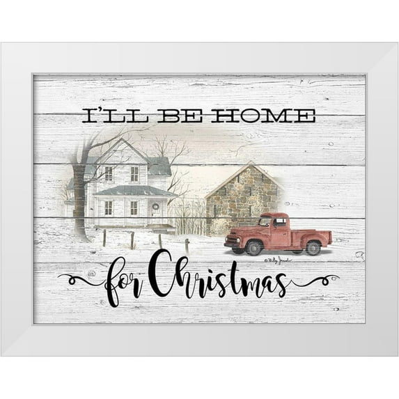Jacobs, Billy 24x19 White Modern Wood Framed Museum Art Print Titled - Ill Be Home for Christmas