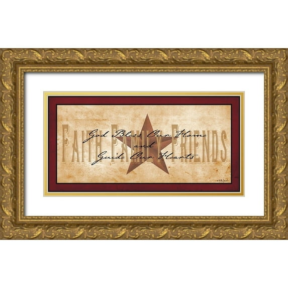 Jacobs, Billy 32x18 Gold Ornate Wood Framed with Double Matting Museum Art Print Titled - Faith Family Friends