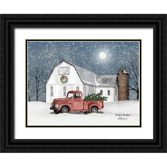Jacobs, Billy 32x25 Black Ornate Wood Framed with Double Matting Museum Art Print Titled - Wintery Weather