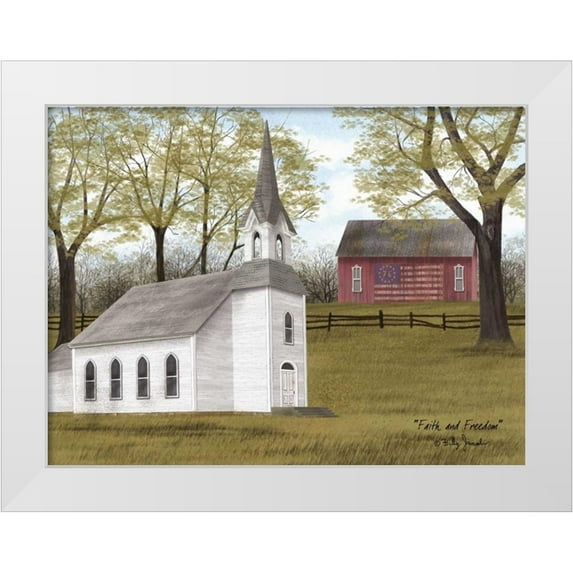 Jacobs, Billy 32x25 White Modern Wood Framed Museum Art Print Titled - Faith and Freedom