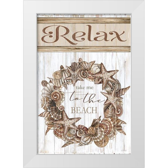 Jacobs, Cindy 11x14 White Modern Wood Framed Museum Art Print Titled - Relax Shell Wreath