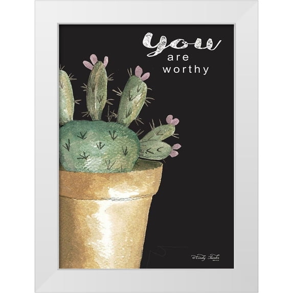Jacobs, Cindy 11x14 White Modern Wood Framed Museum Art Print Titled - You Are Worthy Cactus